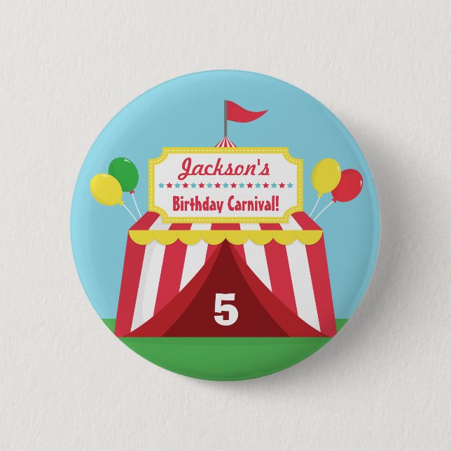 Colourful Carnival Kids Birthday Party Favors Pinback Button (Front)