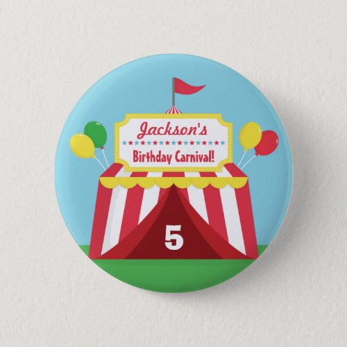 Colourful Carnival Kids Birthday Party Favors Pinback Button
