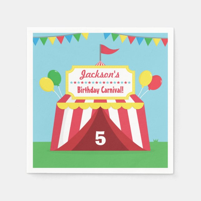 Colourful Carnival Kids Birthday Party Supplies Napkins (Front)