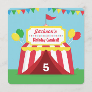 Colourful Carnival Themed Kids Birthday Party Invitation