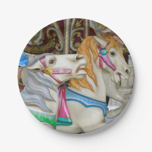 Colourful carousel horses paper plates