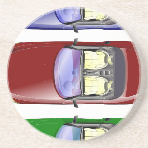 Colourful cars sandstone coaster