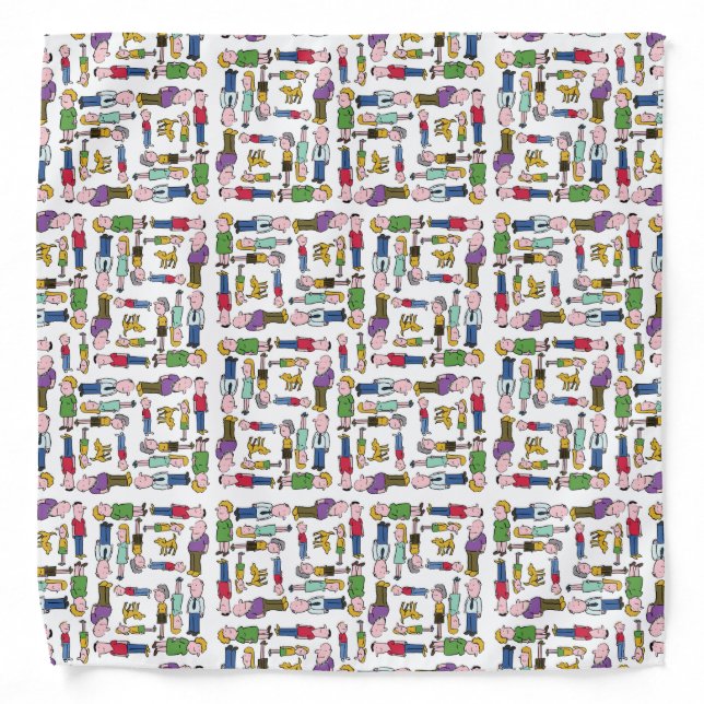 Colourful cartoon characters in a pattern bandana (Front)