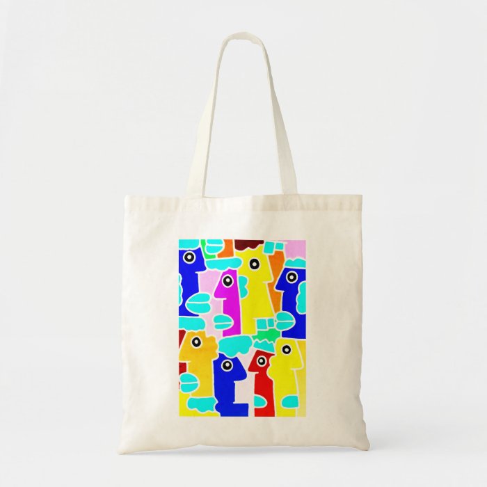 Colourful Cartoon Faces with Fat Lips (m7inv) Tote Bag