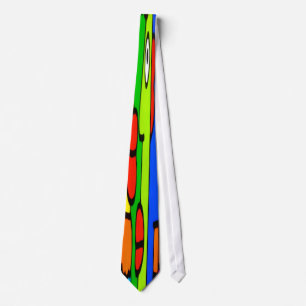 Colourful Cartoon Faces with Fat Red Lips Tie