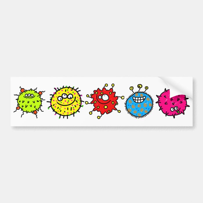 Colourful Cartoon Germs Bumper Stickers