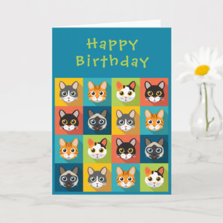 Colourful Cat Birthday Card