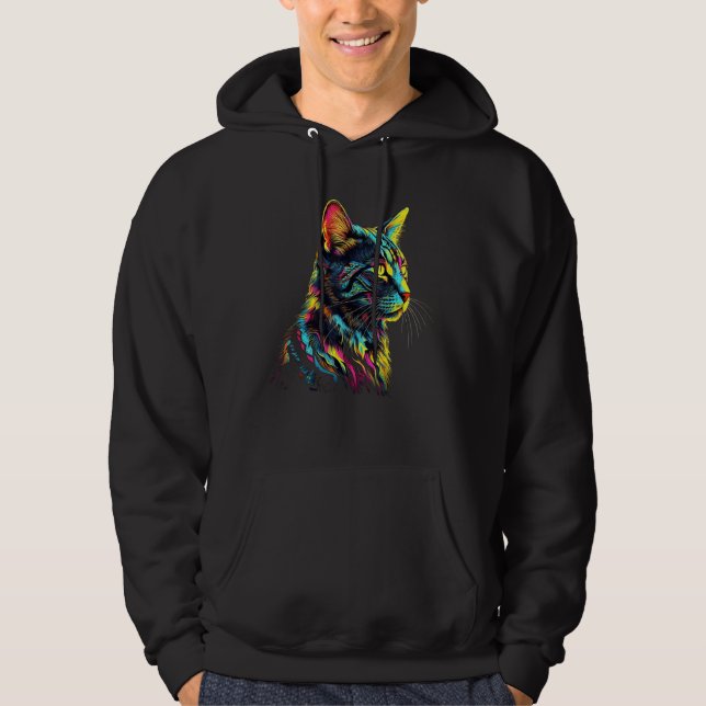 Colourful Cat Motif Animal Cat Hoodie (Front)