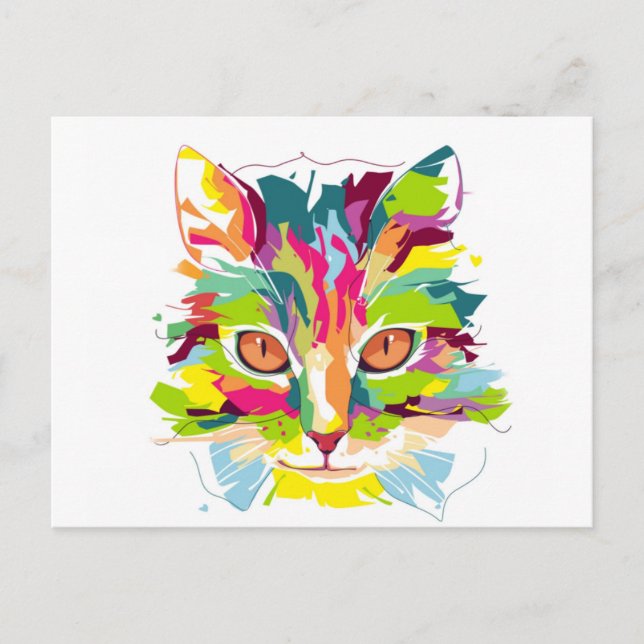 Colourful Cat Postcard (Front)