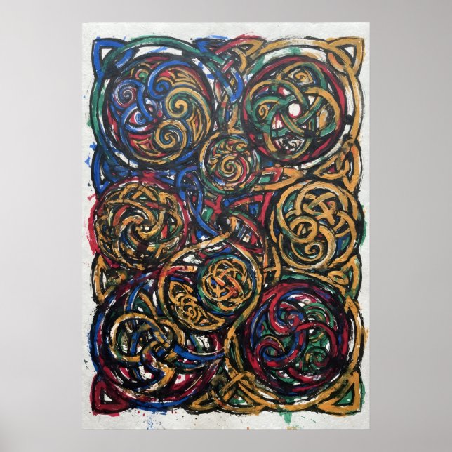 Colourful Celtic Knotwork Art Poster (Front)