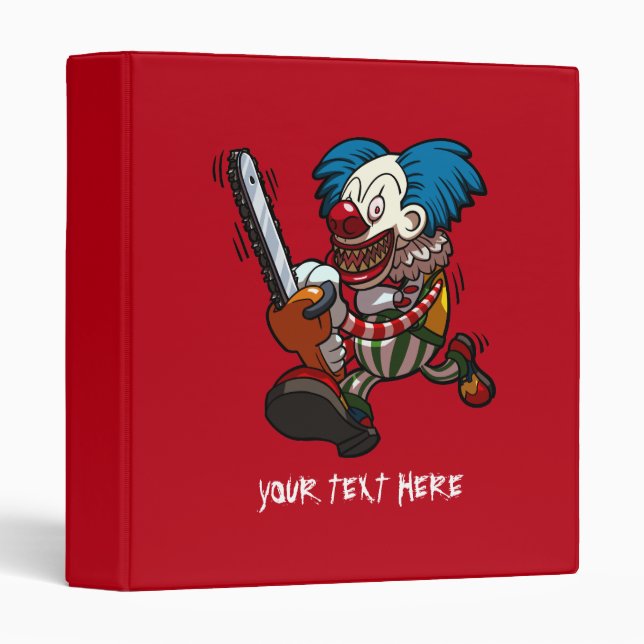 Colourful Chainsaw Clown Halloween Horror Cartoon 3 Ring Binder (Front/Spine)