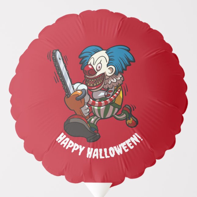Colourful Chainsaw Clown Halloween Horror Cartoon Balloon (Front)