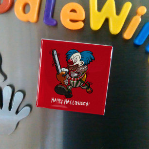 Colourful Chainsaw Clown Halloween Horror Cartoon Magnet