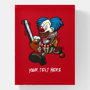 Colourful Chainsaw Clown Halloween Horror Cartoon Paperweight