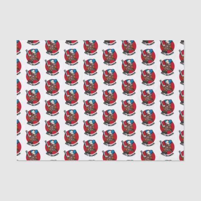 Colourful Chainsaw Clown Halloween Party Cartoon Tissue Paper (Front)
