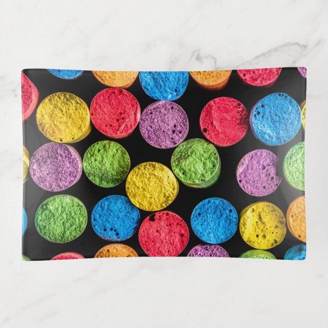 Colourful Chalk Trinket Tray (Front)