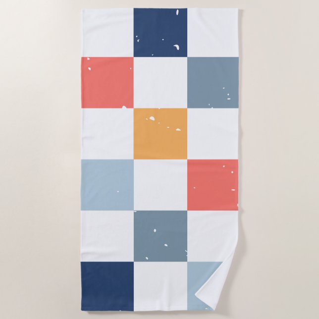 colourful Checkerboard Pattern  Beach Towel (Front)