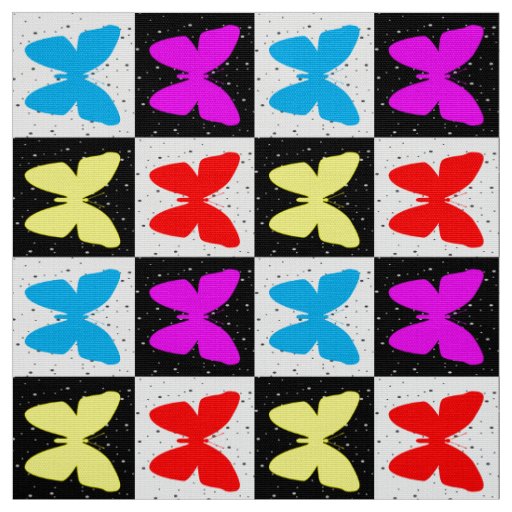 Colourful Checkered Butterfly Fabric