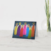 Colourful Christmas Choir of Angels Card