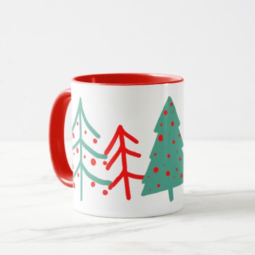 Colourful Christmas Trees Design Mug