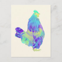 Colourful Cockerel Quirky Farm Rooster Chicken Art Postcard