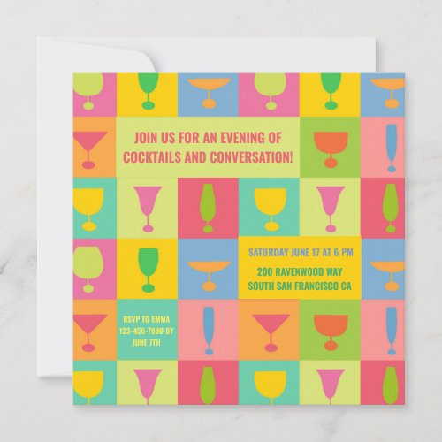 Colourful Cocktail party  Invitation