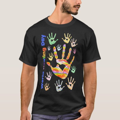 Colourful Colorful Rainbow Handprints World Healin T_Shirt