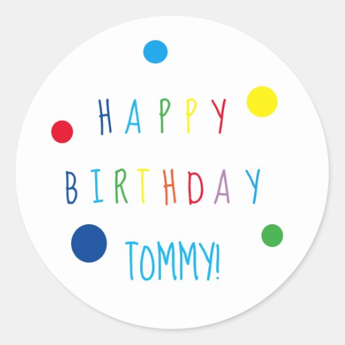 Colourful Confetti Happy Birthday Round Sticker
