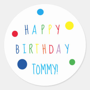 Colourful Confetti Happy Birthday Round Sticker