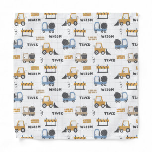 Colourful Construction Trucks Pattern Bandana