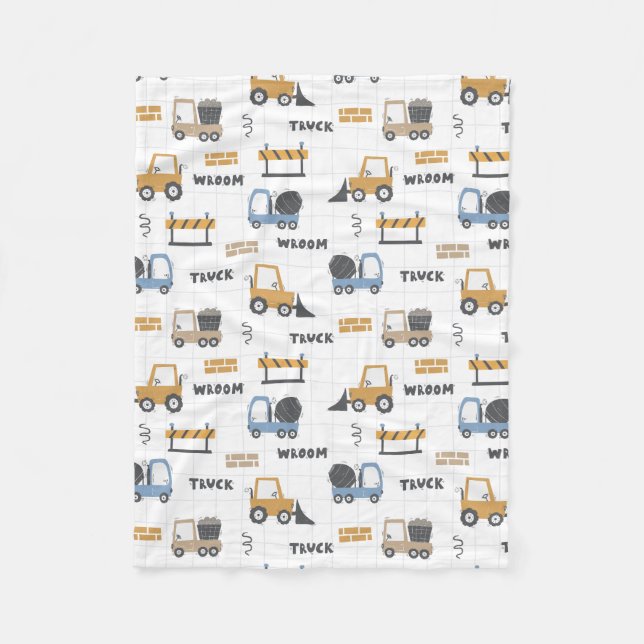Colourful Construction Trucks Pattern Fleece Blanket (Front)
