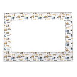 Colourful Construction Trucks Pattern Magnetic Frame