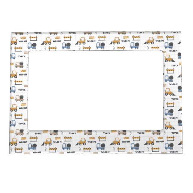 Colourful Construction Trucks Pattern Magnetic Frame (Front)