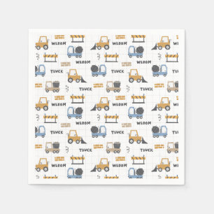 Colourful Construction Trucks Pattern Napkins