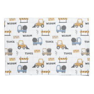 Colourful Construction Trucks Pattern Pillow Case