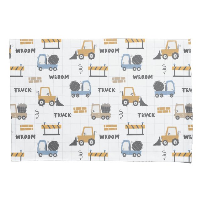 Colourful Construction Trucks Pattern Pillow Case (Front)