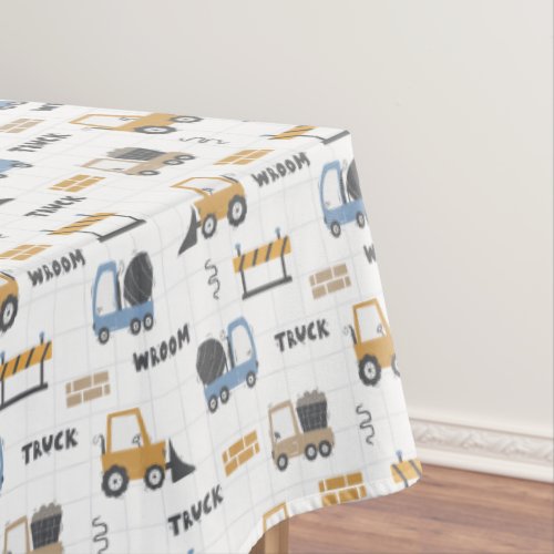 Colourful Construction Trucks Pattern Tablecloth
