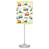 Colourful Construction Vehicles Pattern Boys Room Desk Lamp