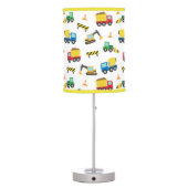Colourful Construction Vehicles Pattern Boys Room Table Lamp (Back)