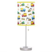 Colourful Construction Vehicles Pattern Boys Room Table Lamp (Left)