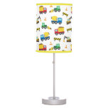 Colourful Construction Vehicles Pattern Boys Room Table Lamp at Zazzle