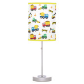 Colourful Construction Vehicles Pattern Boys Room Table Lamp (Front)