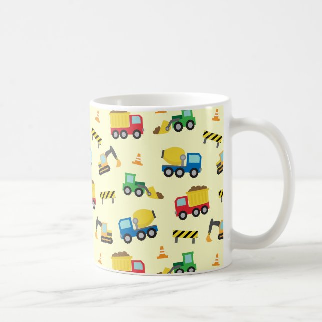 Colourful Construction Vehicles Pattern for Boys Coffee Mug (Right)