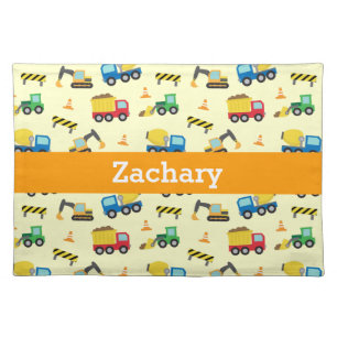 Colourful Construction Vehicles Pattern for Boys Placemat
