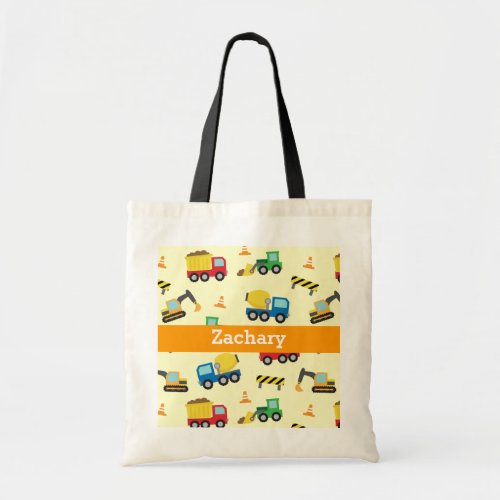 Colourful Construction Vehicles Pattern for Boys Tote Bag