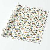 Christmas Backhoe Construction Truck Wrapping Paper, Zazzle