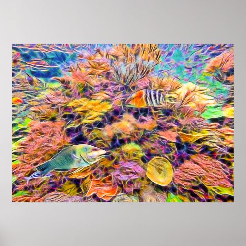 Colourful Coral Reef Print