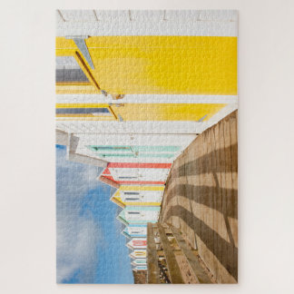 Colourful Cornish Beach Huts Jigsaw Jigsaw Puzzle