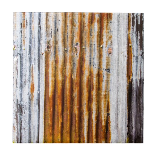 Colourful Corrugated Iron Fence Ceramic Tile (Front)