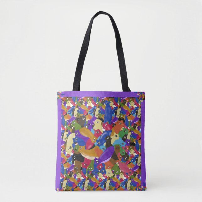 Colourful Crazy Cross Eyed Planarian Tote Bag (Front)